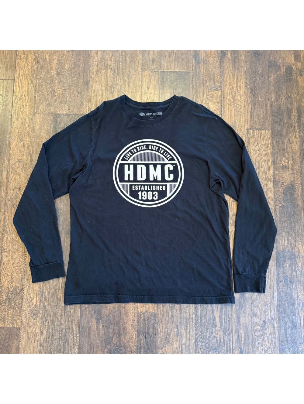 Harley-Davidson HDMC Established 1903 T Shirt Men XL Long Sleeve Black Graphic